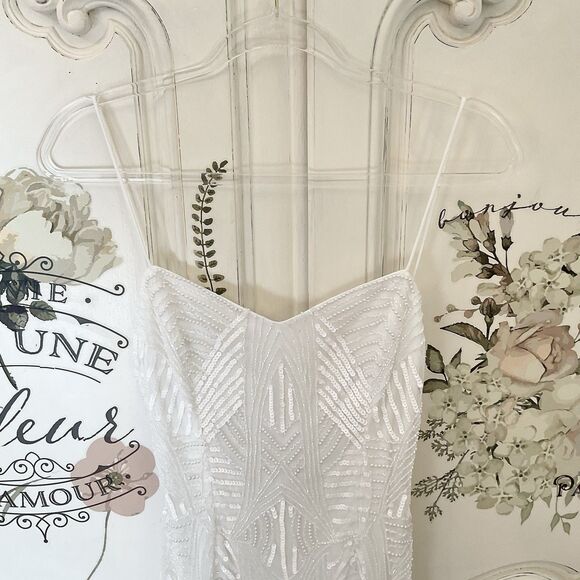 Lulus Radiant Presence Dress Women's S White Maxi Wedding Sequin Backless NWT - Picture 5 of 14